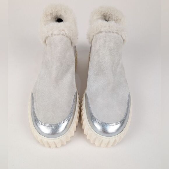NEW Voile Blanche White Silver LUSH platform boot suede synthetic fur US 10.5/11 - Picture 4 of 15